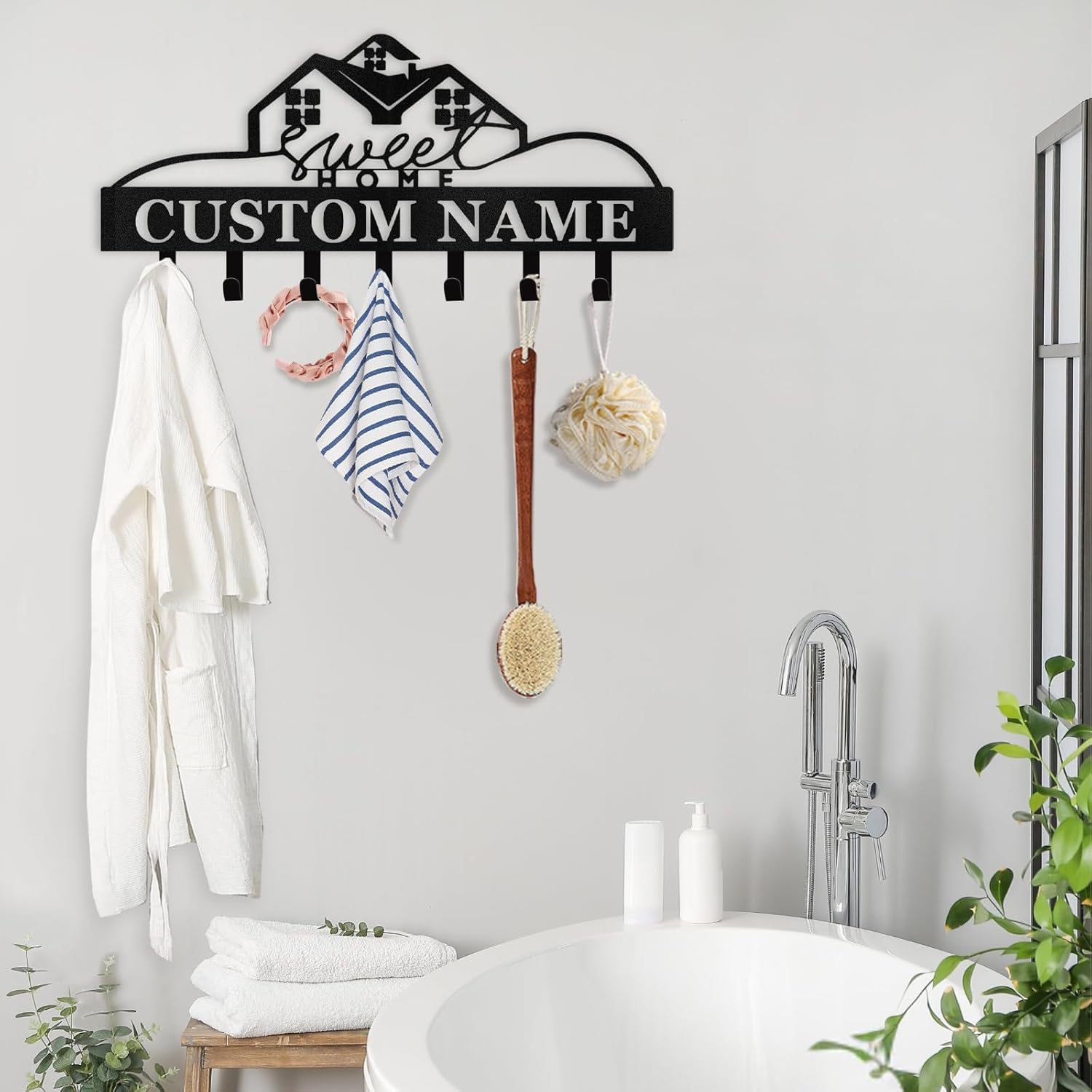 Custom Name Metal Key Holder Wall Mount, Organizer Rack for Home Entryway-MetalsignX