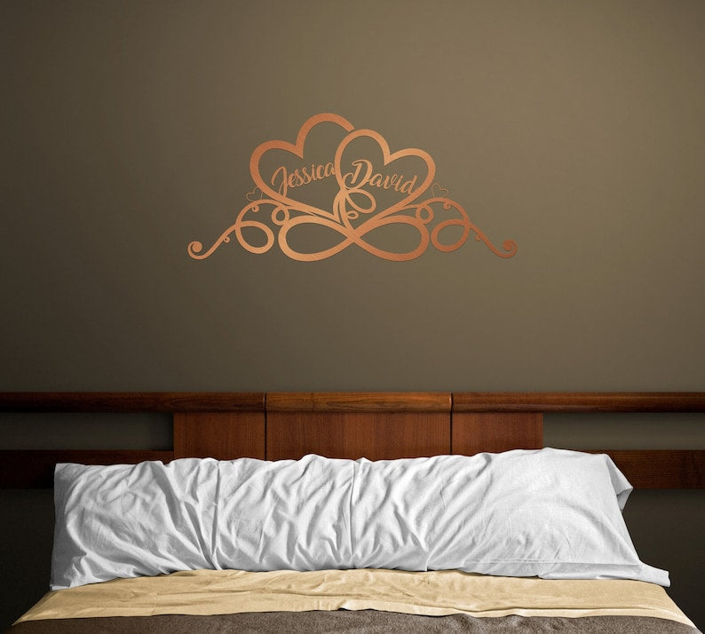 Personalized Wedding Gift for Couple Heart Sign with Names and Wedding Date Metal Sign-MetalsignX