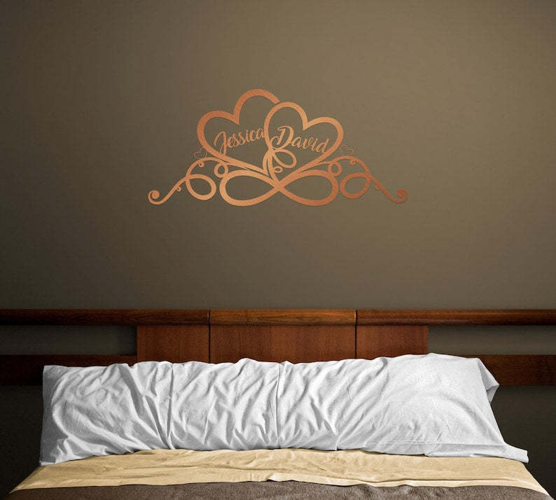 Personalized Wedding Gift for Couple Heart Sign with Names and Wedding Date Metal Sign-MetalsignX