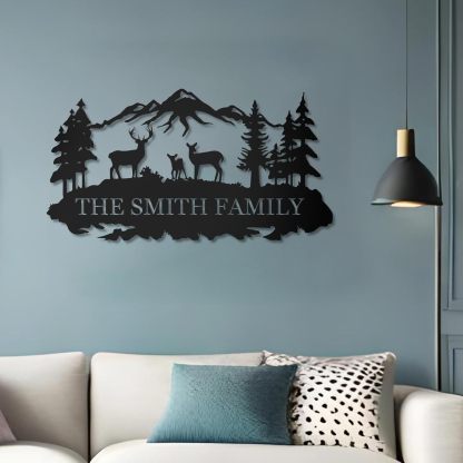 Personalized Deer Metal Cabin Sign, Custom Rustic Outdoor Decor for Cabins and Homes | Unique Cabin Wall Art-MetalsignX