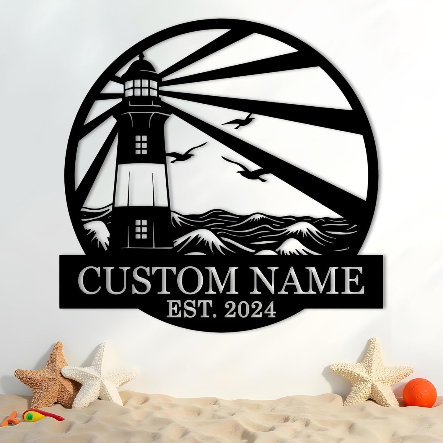 Personalized Lighthouse Metal Sign – Custom Nautical Outdoor Wall Decor for Beach House & Cabin-MetalsignX