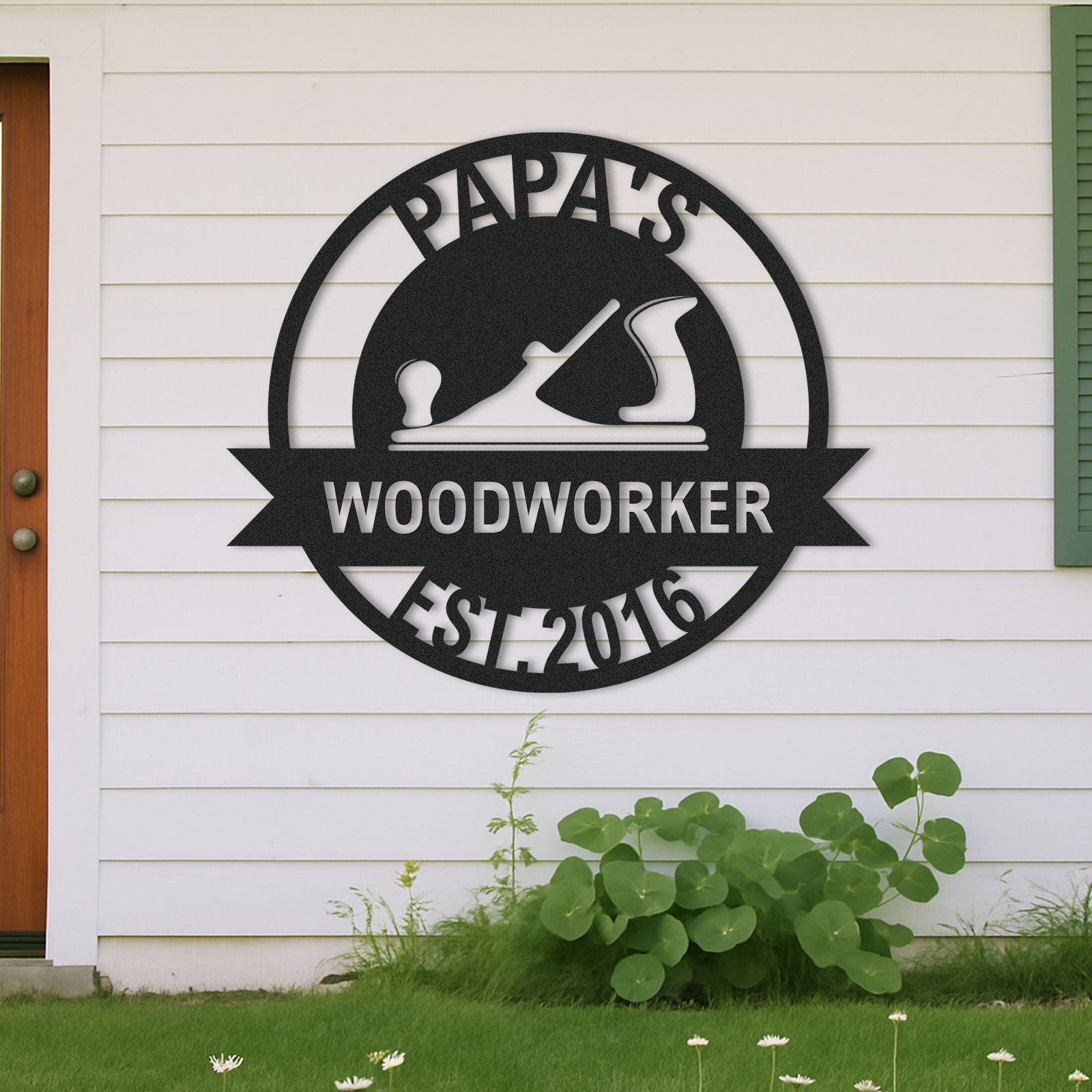 Custom Woodworker Workshop Metal Sign, Personalized Papa’s Woodworking Decor, Metal Garage Wall Art, Gift for Dad or Grandpa, Father's Day Gift Idea