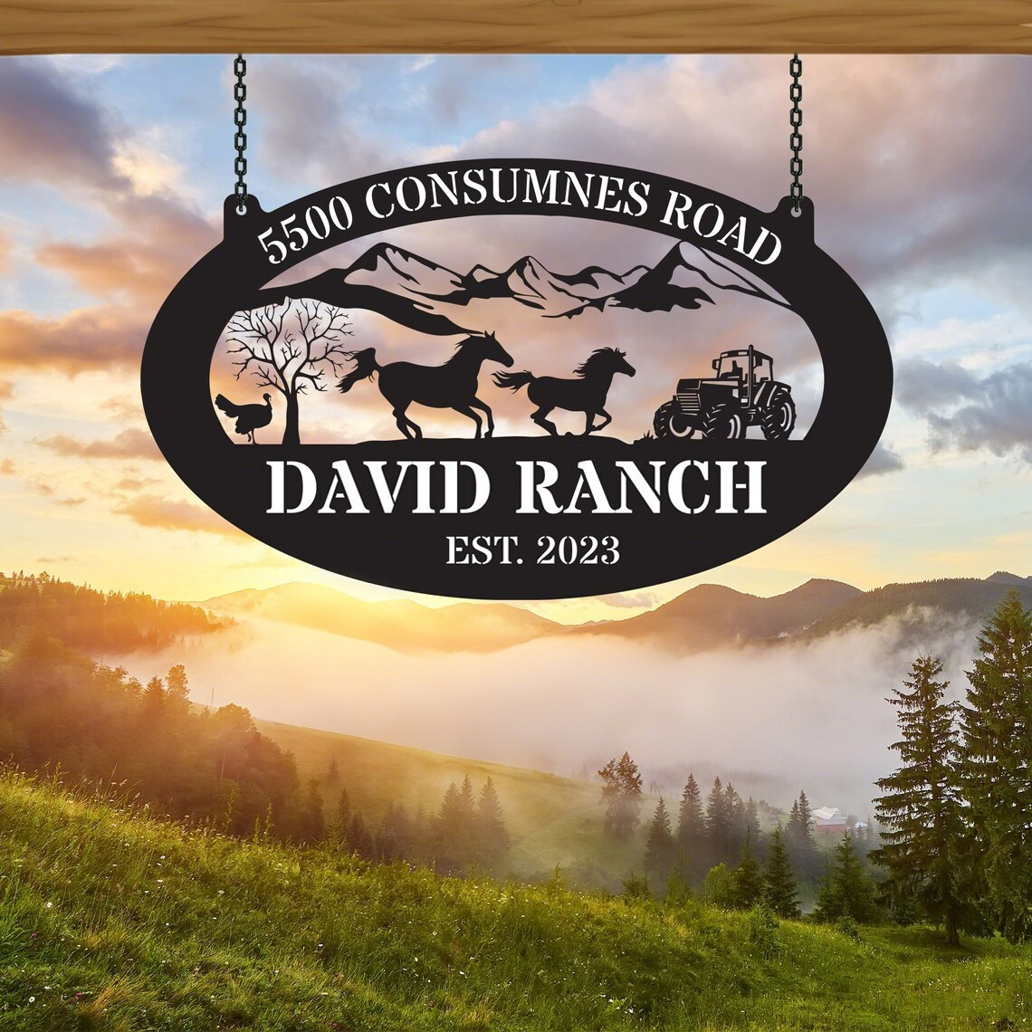 Custom Horse Metal Sign, Personalized Ranch Sign, Barn Sign, Farmhouse Decor, Farm Entrance Sign, Custom Farm Name Metal sign