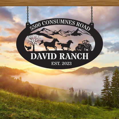 Custom Horse Metal Sign, Personalized Ranch Sign, Barn Sign, Farmhouse Decor, Farm Entrance Sign, Custom Farm Name Metal sign