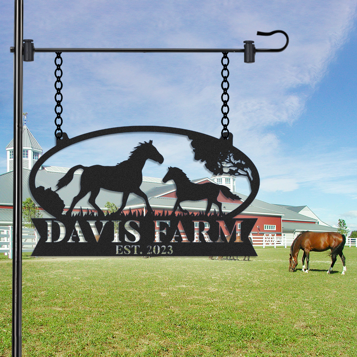Custom Horse Metal Sign, Personalized Ranch Sign, Barn Sign, Farmhouse Decor, Farm Entrance Sign, Custom Farm Name Metal sign