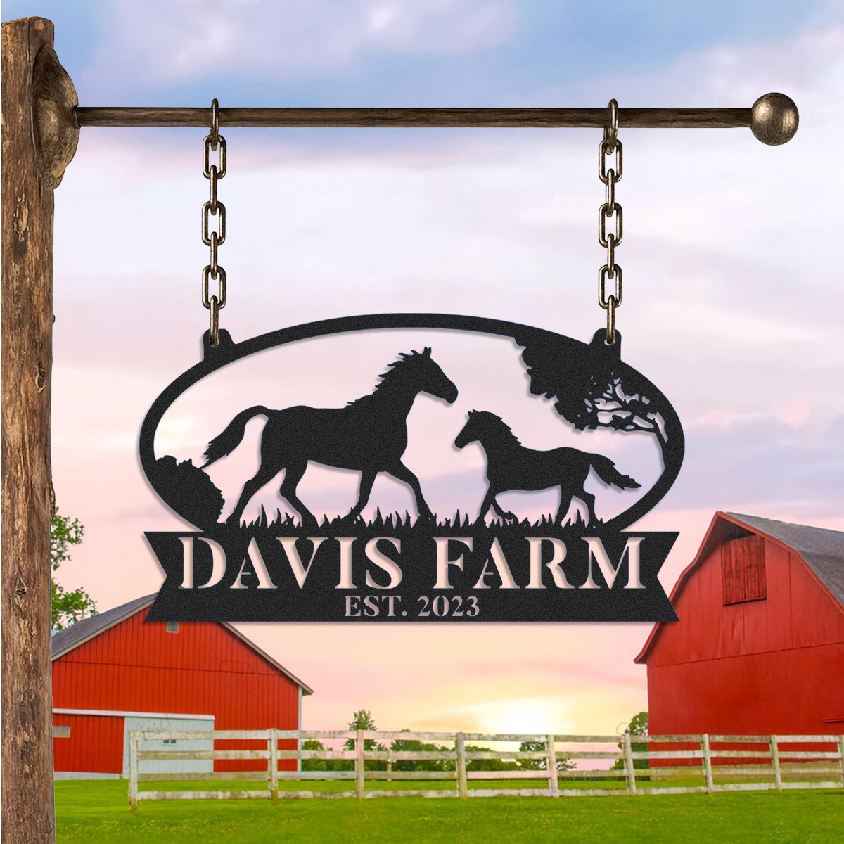Custom Horse Metal Sign, Personalized Ranch Sign, Barn Sign, Farmhouse Decor, Farm Entrance Sign, Custom Farm Name Metal sign