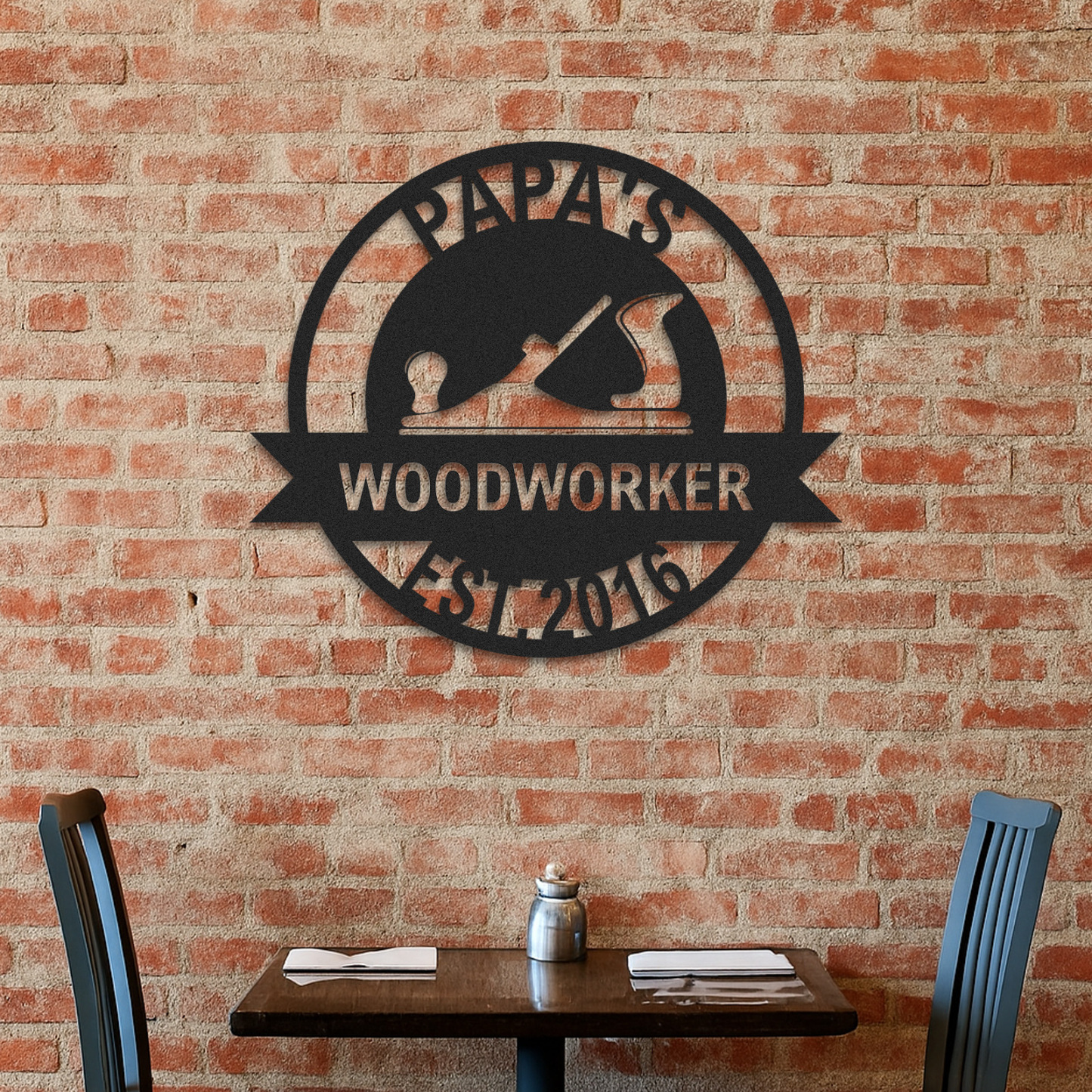 Custom Woodworker Workshop Metal Sign, Personalized Papa’s Woodworking Decor, Metal Garage Wall Art, Gift for Dad or Grandpa, Father's Day Gift Idea