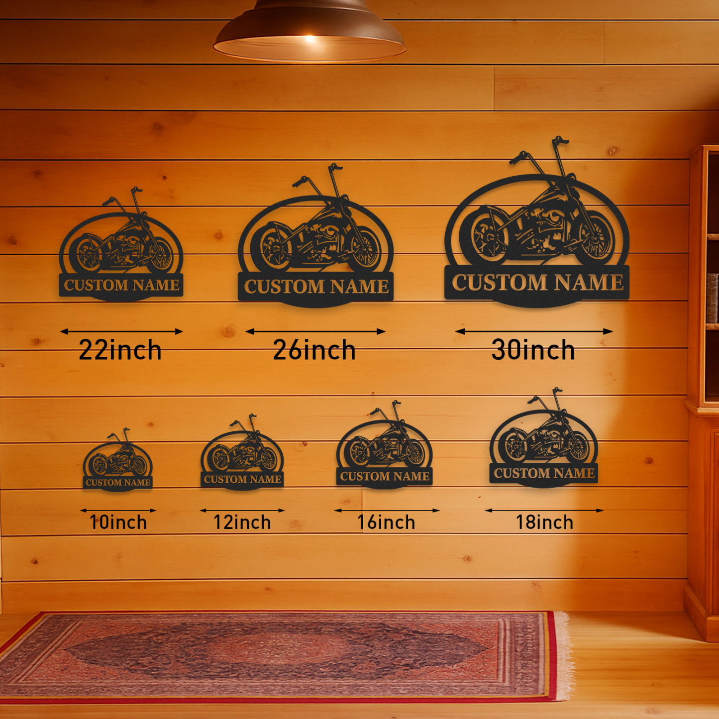 Custom Chopper Motorcycle Metal Sign, Personalized Garage Wall Art with Name, Retro Motorcycle Shop Decor, Biker Gift for Dad, Man Cave or Workshop Decoration