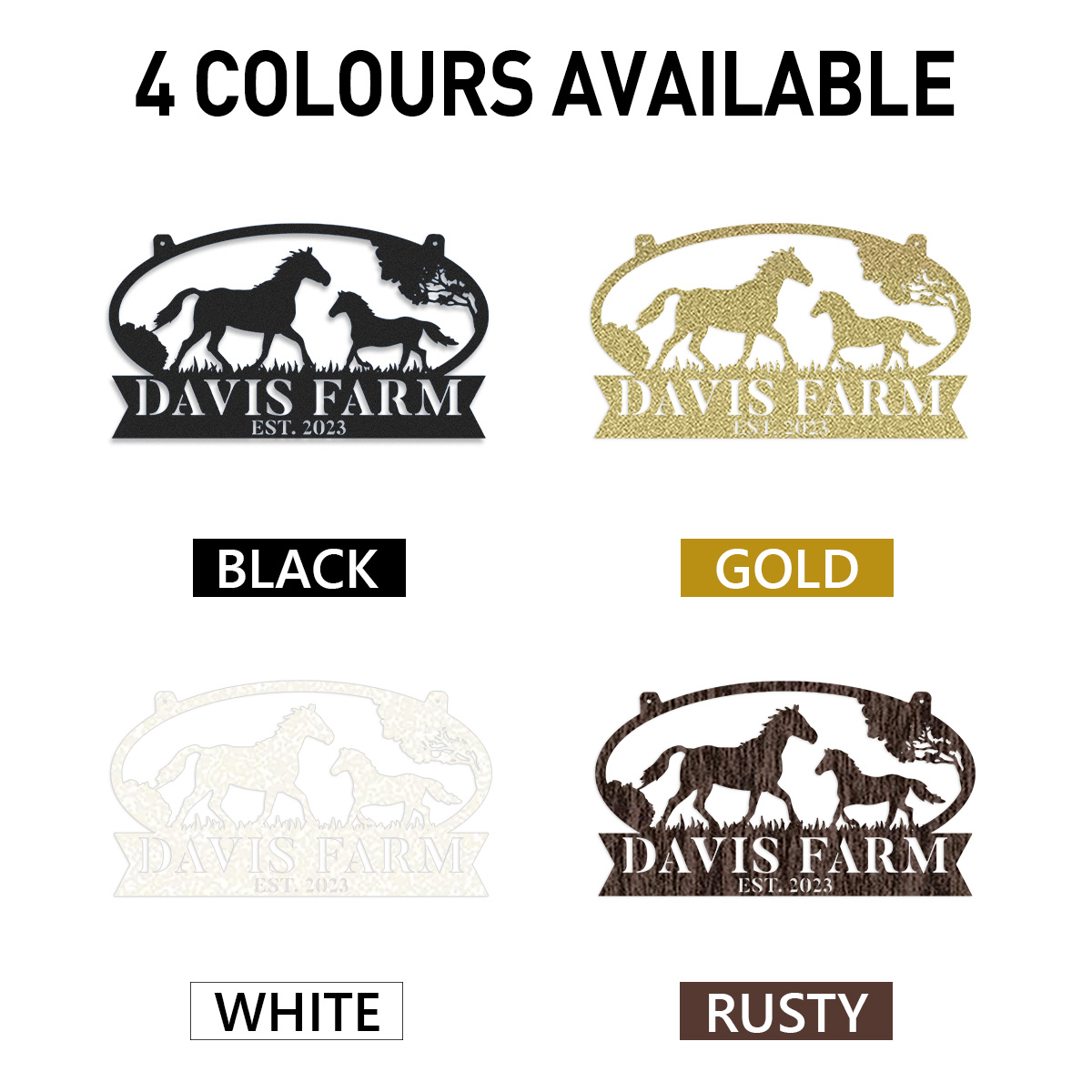 Custom Horse Metal Sign, Personalized Ranch Sign, Barn Sign, Farmhouse Decor, Farm Entrance Sign, Custom Farm Name Metal sign