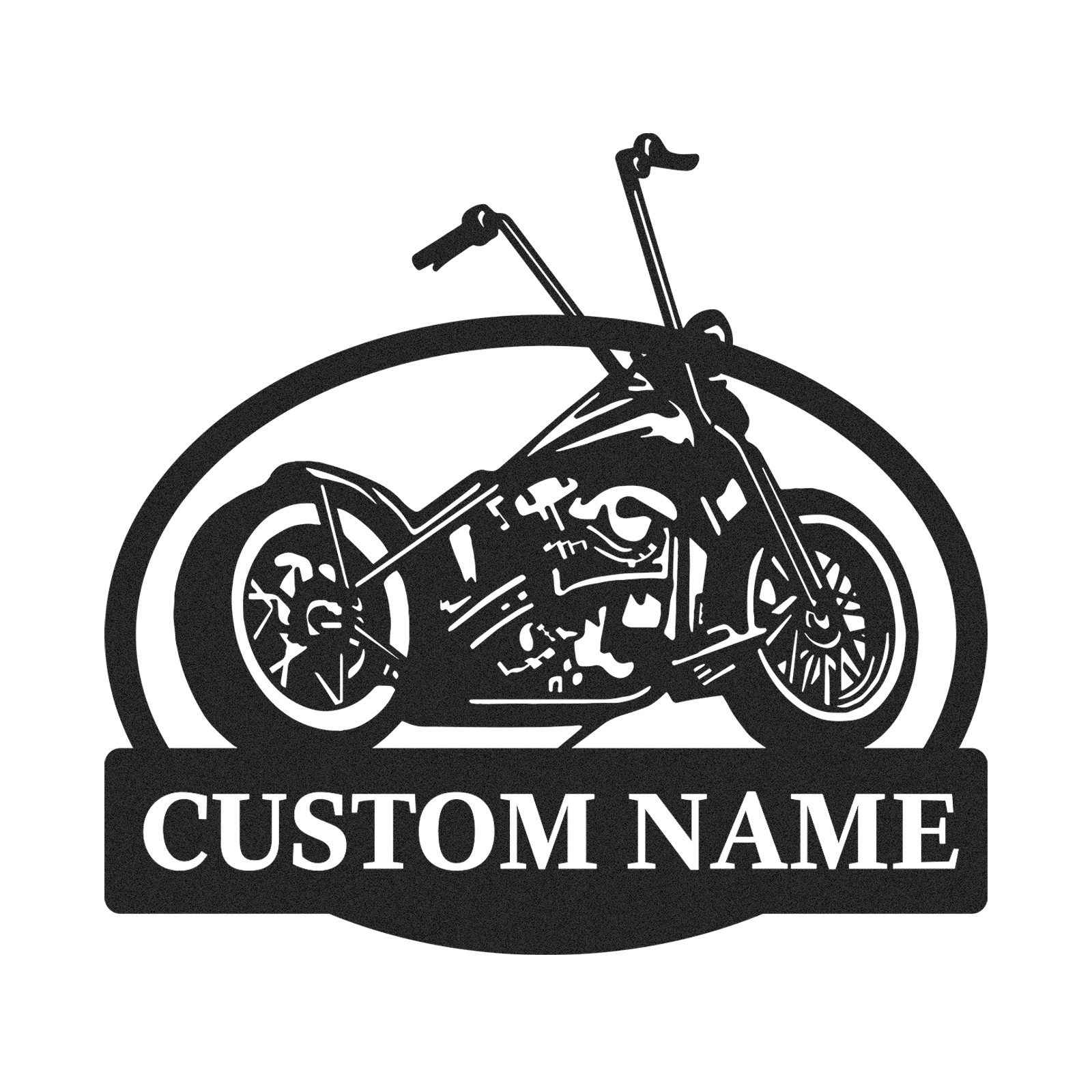 Custom Chopper Motorcycle Metal Sign, Personalized Garage Wall Art with Name, Retro Motorcycle Shop Decor, Biker Gift for Dad, Man Cave or Workshop Decoration