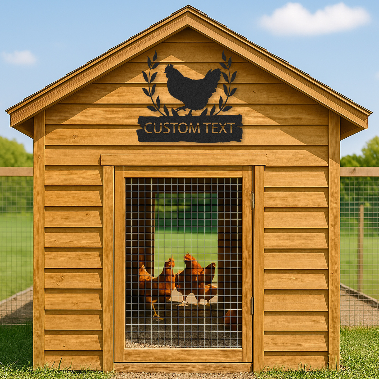 [Copy][Copy]Custom Chicken Coop Sign with Hen and Chicks, Personalized Round Metal Farm Decor, Gift for Chicken Owners