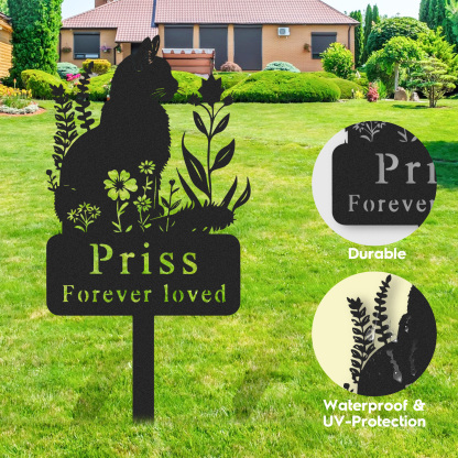 Custom Cat Memorial Garden Stake,Personalized Cat Grave Marker,Cat Memorial Metal Sign,Yard Stake
