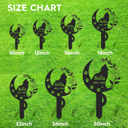 [Copy]Personalized Cat Memorial Stake,Cat Metal Grave Marker with Flowers, Loss of Cat Sympathy Gift