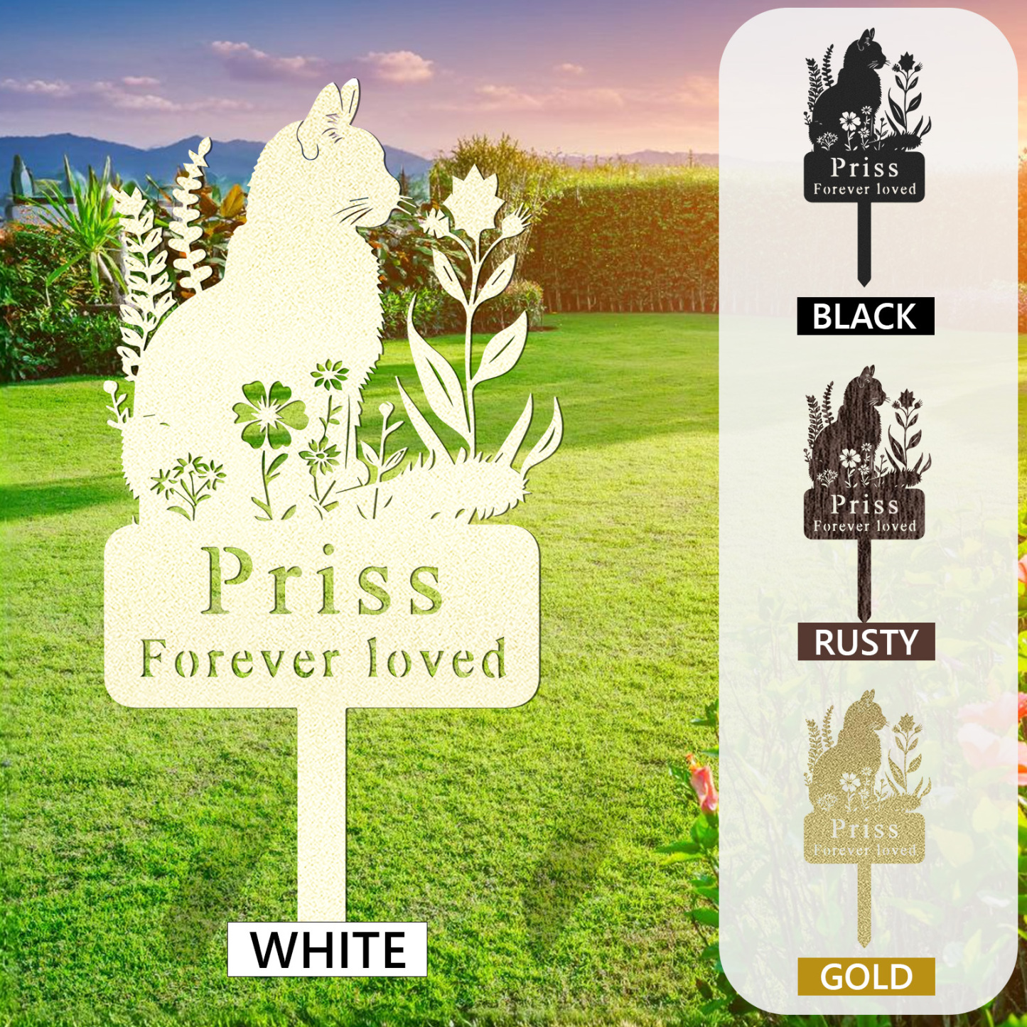 Custom Cat Memorial Garden Stake,Personalized Cat Grave Marker,Cat Memorial Metal Sign,Yard Stake