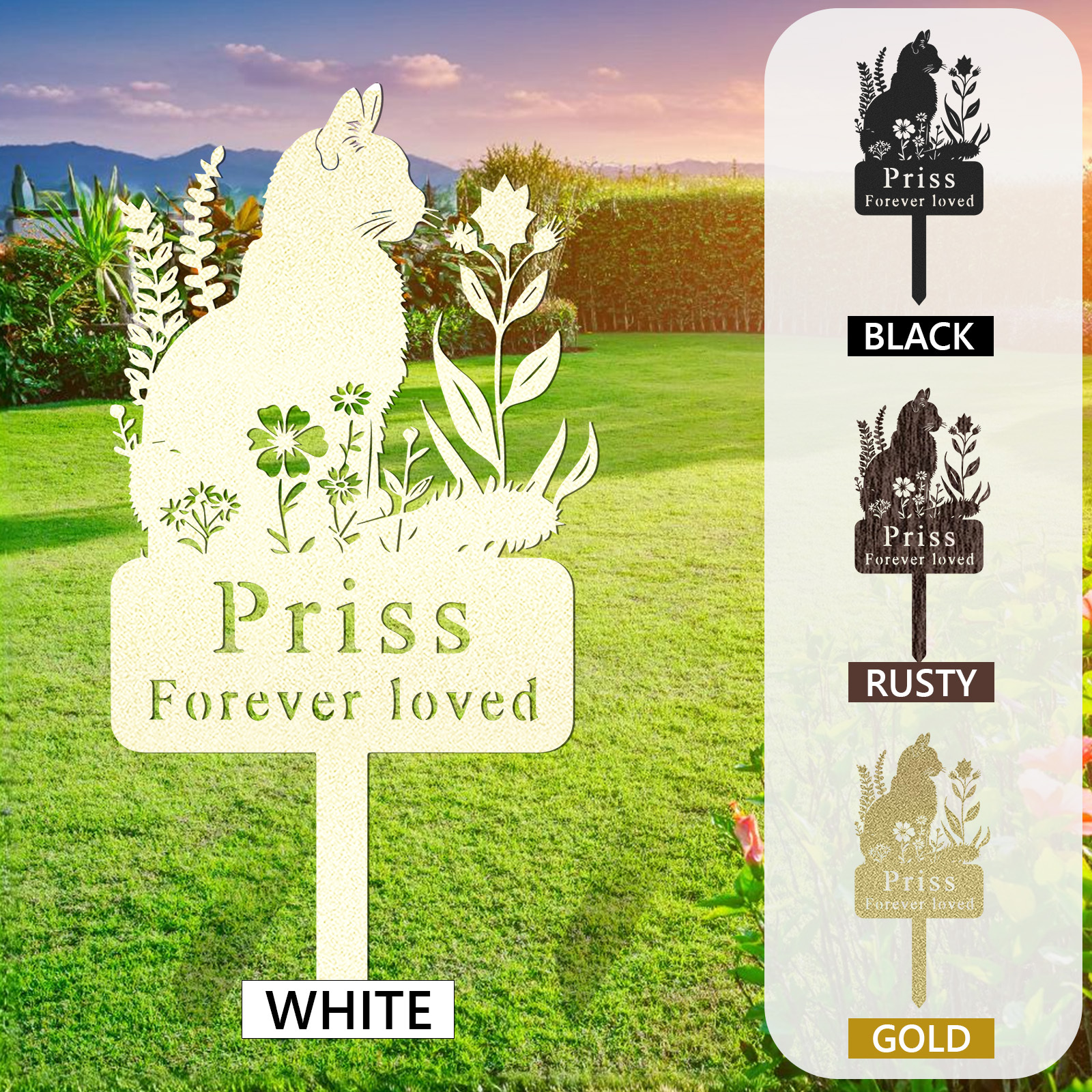 Custom Cat Memorial Garden Stake,Personalized Cat Grave Marker,Cat Memorial Metal Sign,Yard Stake