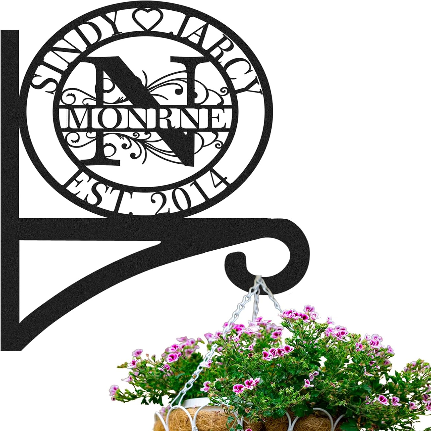 Custom Metal Plant Hanger Decorative Wall, Personalized Name Hooks for Hanging Plant Bracket-MetalsignX