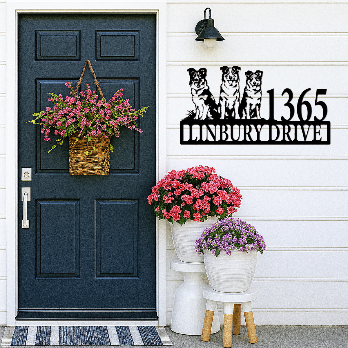 Custom Dog Address Metal Sign, House Number with Pet, Custom Street Name & Number, Dog House Number Sign,Dog Lover Outdoor Sign,Address sign