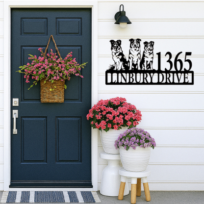 Custom Dog Address Metal Sign, House Number with Pet, Custom Street Name & Number, Dog House Number Sign,Dog Lover Outdoor Sign,Address sign