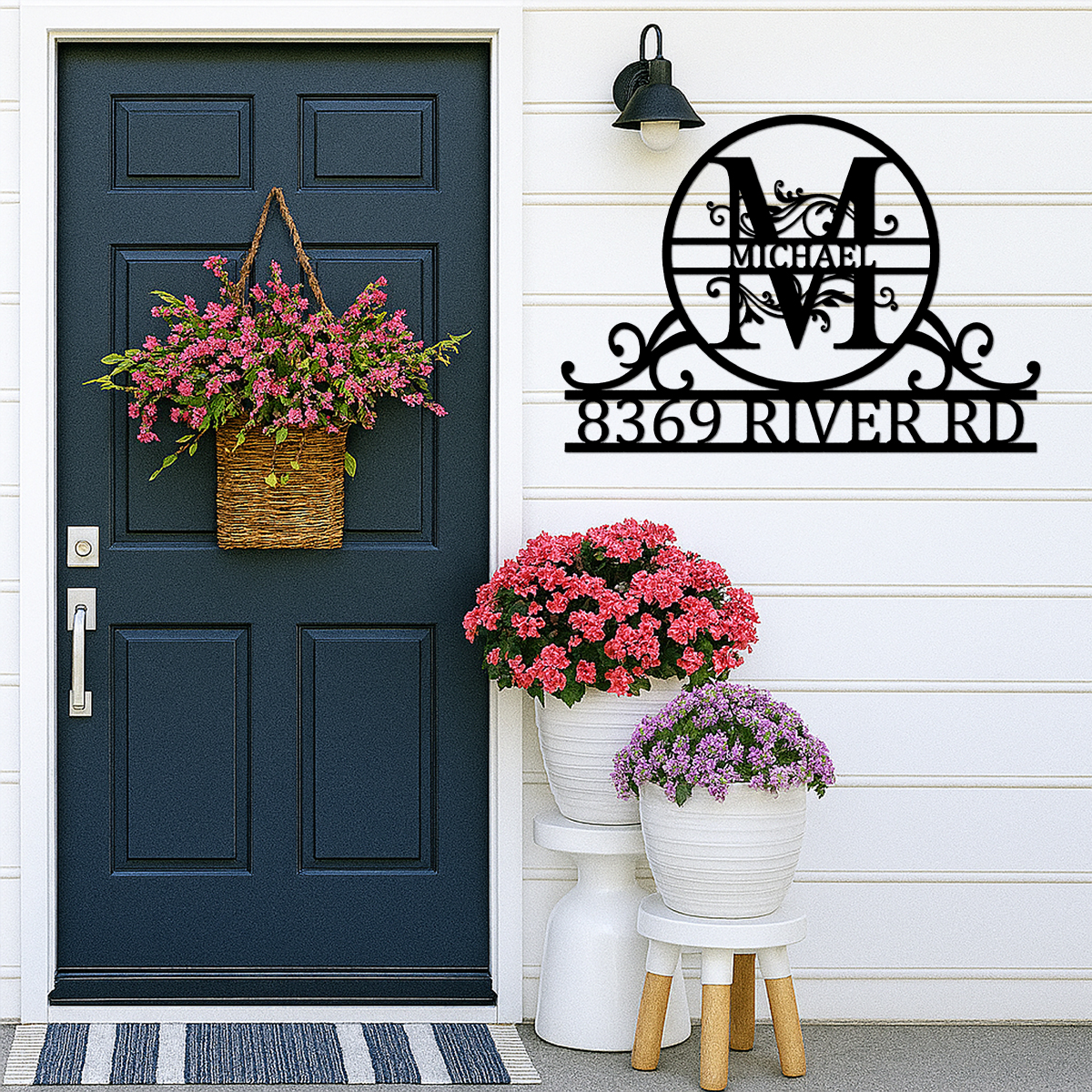 Personalized Metal Address Sign, Custom Metal House Number Sign, Metal Street Address Plaque Outdoor Wall Art, Front Door Wall Hanger Signs