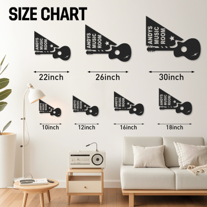 Personalized Acoustic Guitar Metal Sign, Custom Music Room Wall Art with Star and Lightning, Gift for Musicians