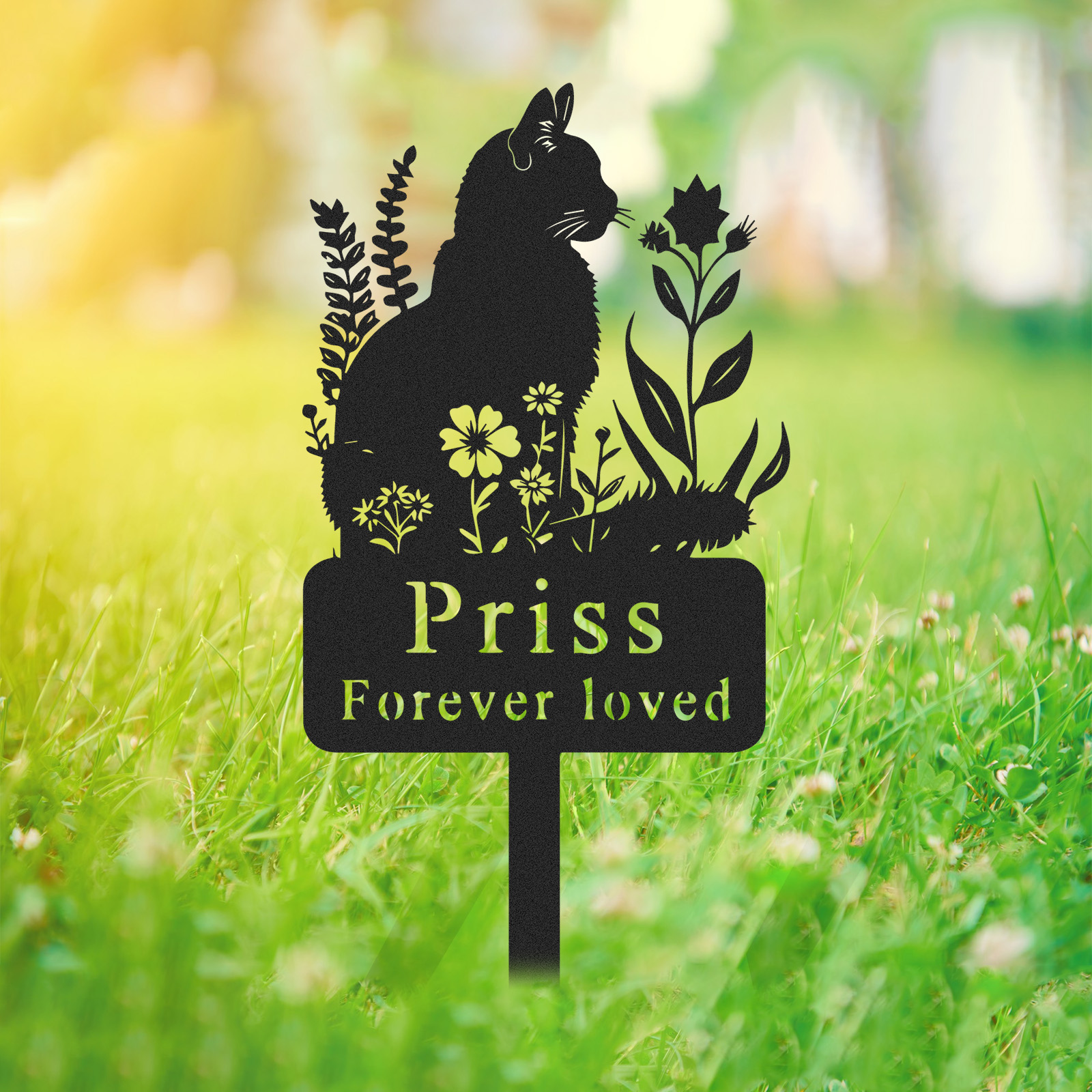 Custom Cat Memorial Garden Stake,Personalized Cat Grave Marker,Cat Memorial Metal Sign,Yard Stake