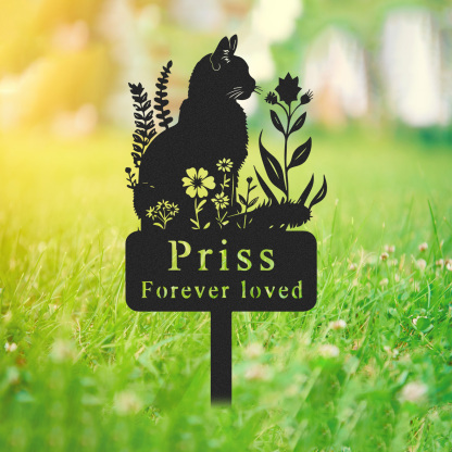 Custom Cat Memorial Garden Stake,Personalized Cat Grave Marker,Cat Memorial Metal Sign,Yard Stake