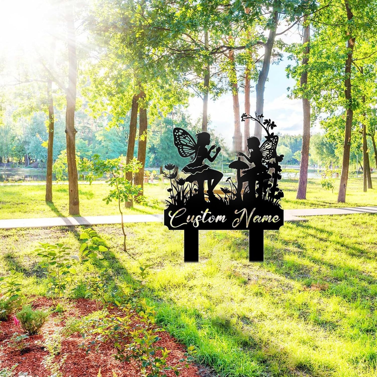 Handcrafted Fairy Garden Stake , Rustic Metal Sign for Magical Yard Spaces-MetalsignX