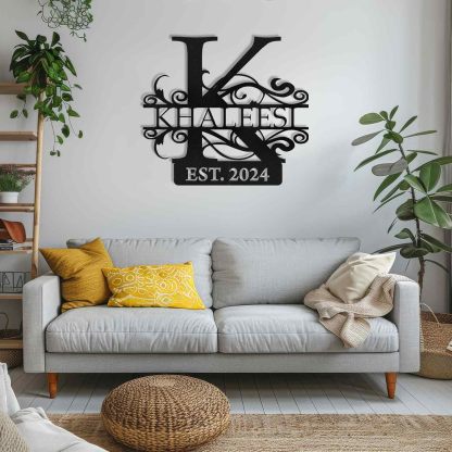 Custom Family Name Metal Sign, Split Letter Monogram Wall Decor, Perfect for Wedding Gifts-MetalsignX