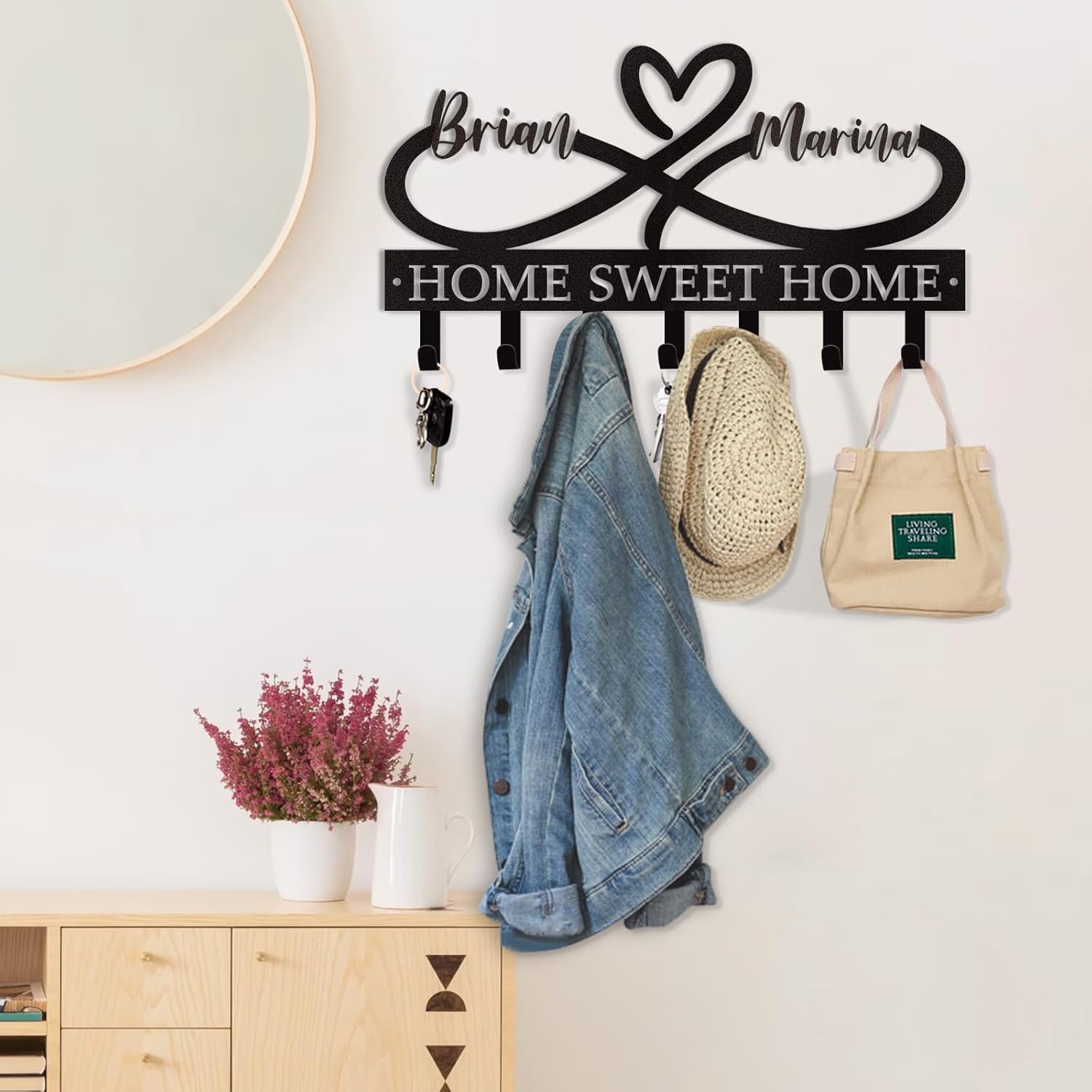 Personalized Key Holder for Wall, Custom Metal Deer Cabin Key Hooks with Name-MetalsignX