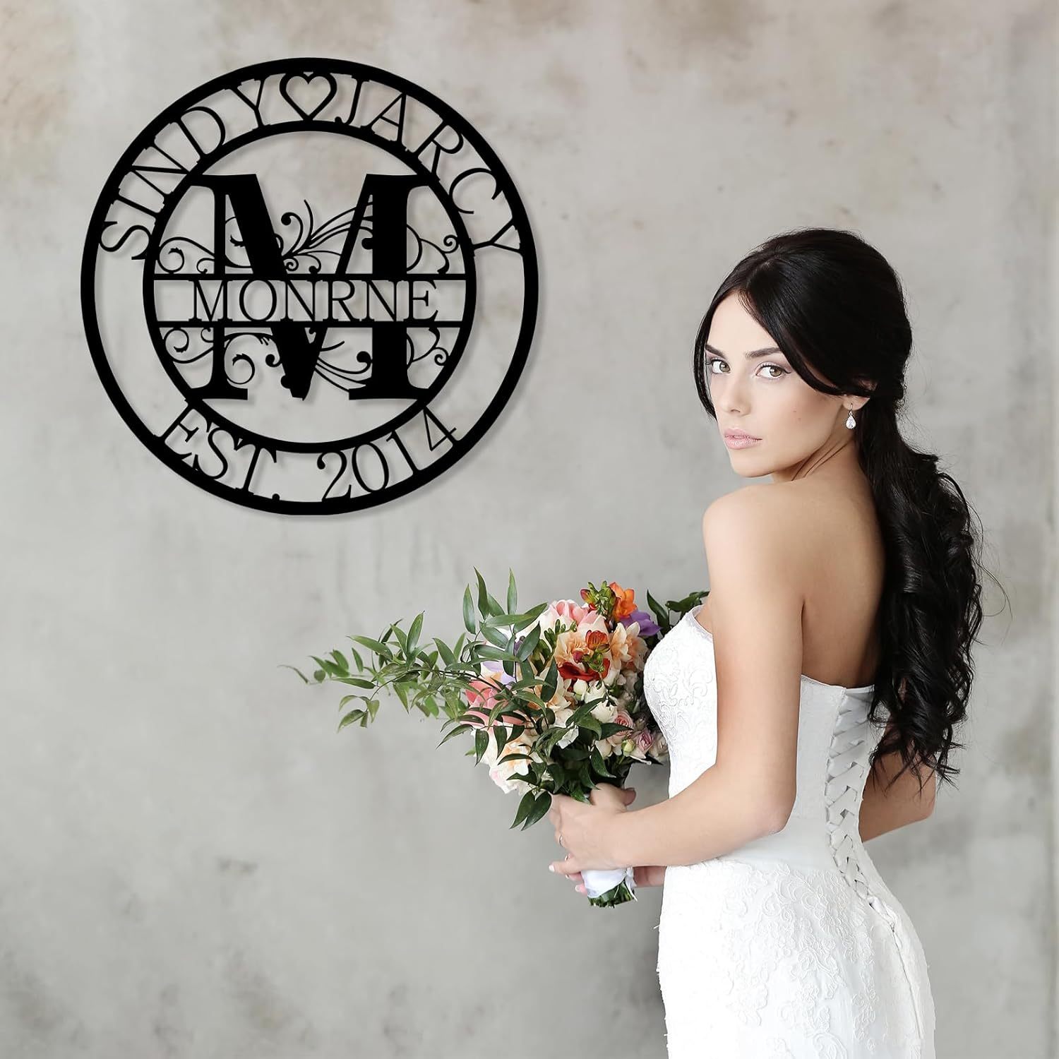 Custom Family Name Metal Sign, Monogram Wall Decor, Personalized Anniversary Wedding Couple Gifts-MetalsignX