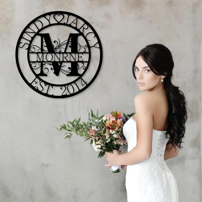 Custom Family Name Metal Sign, Monogram Wall Decor, Personalized Anniversary Wedding Couple Gifts-MetalsignX