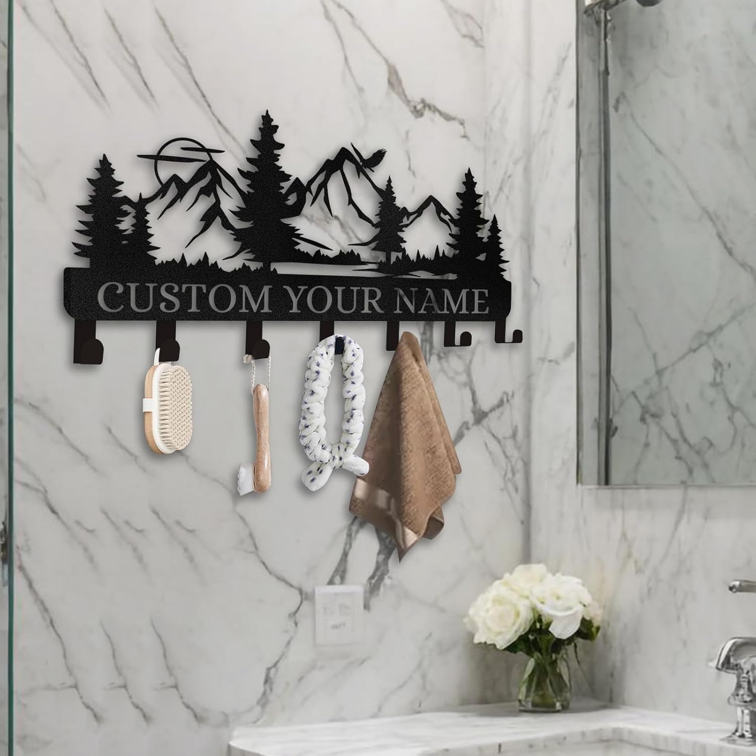 Personalized Key Holder for Wall, Custom Forest Deer Coat Rack Wall Hanging-MetalsignX