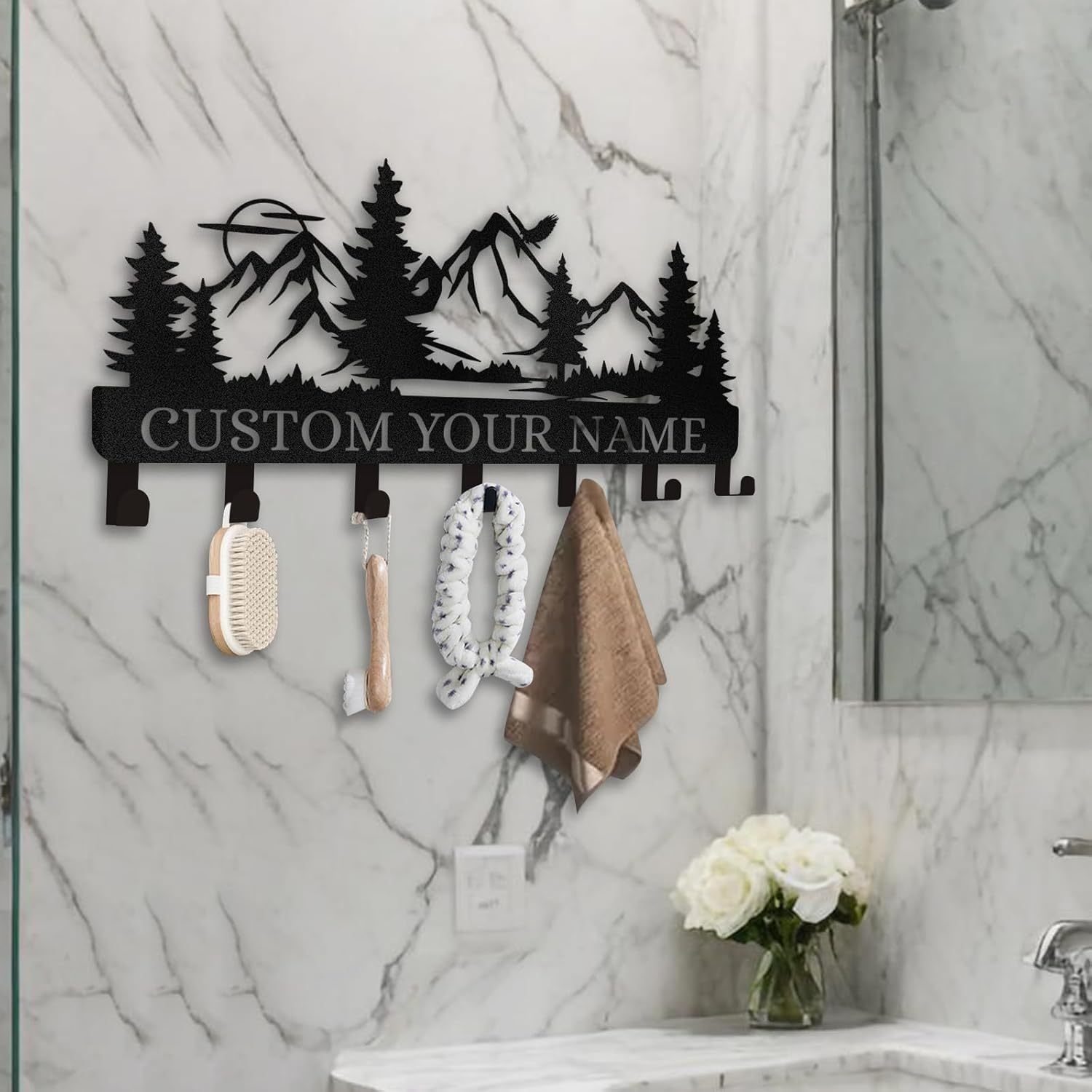 Personalized Key Holder for Wall, Custom Forest Deer Coat Rack Wall Hanging-MetalsignX