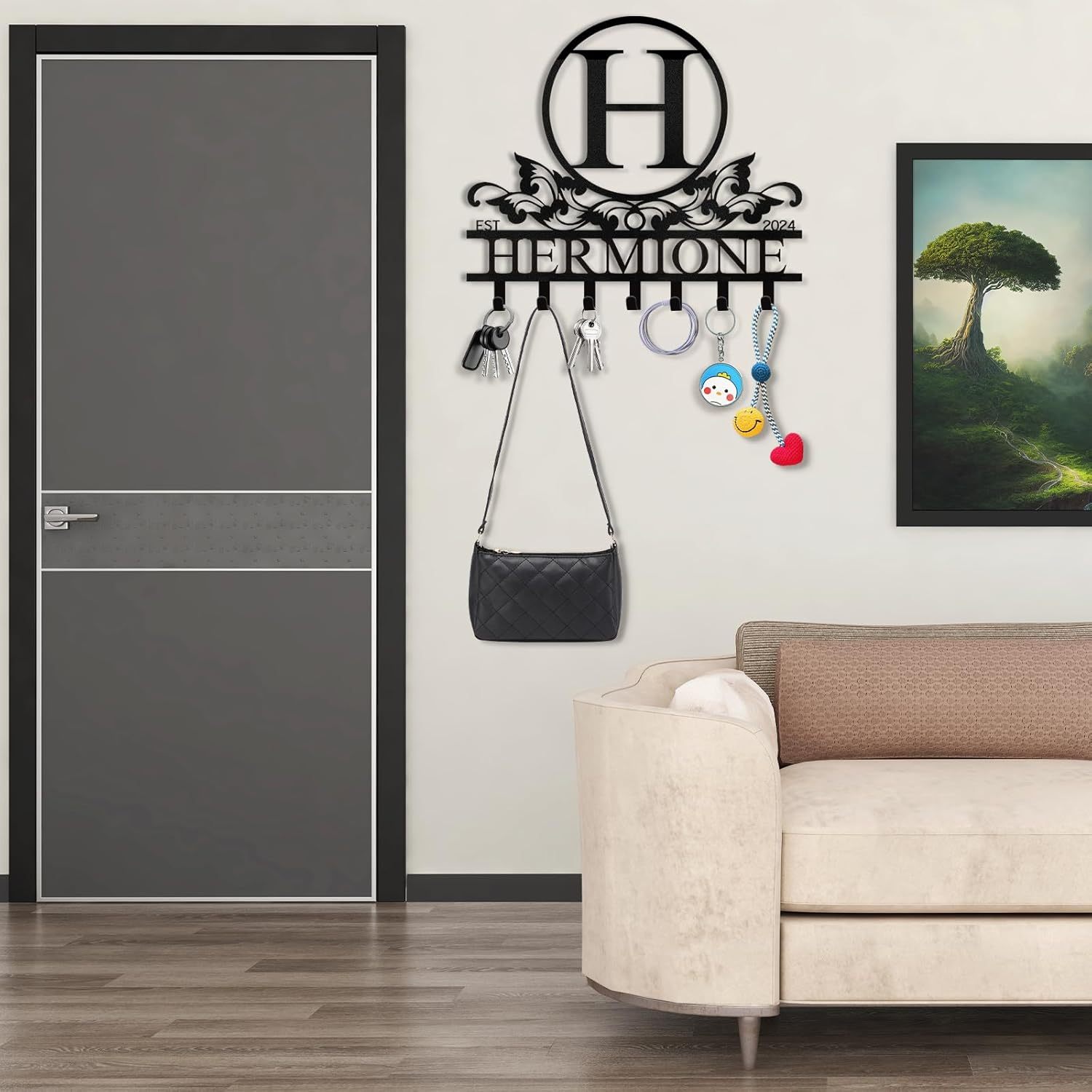 Personalized Key Holder Wall Mount, Custom Family Name Key Holder for Wall-MetalsignX