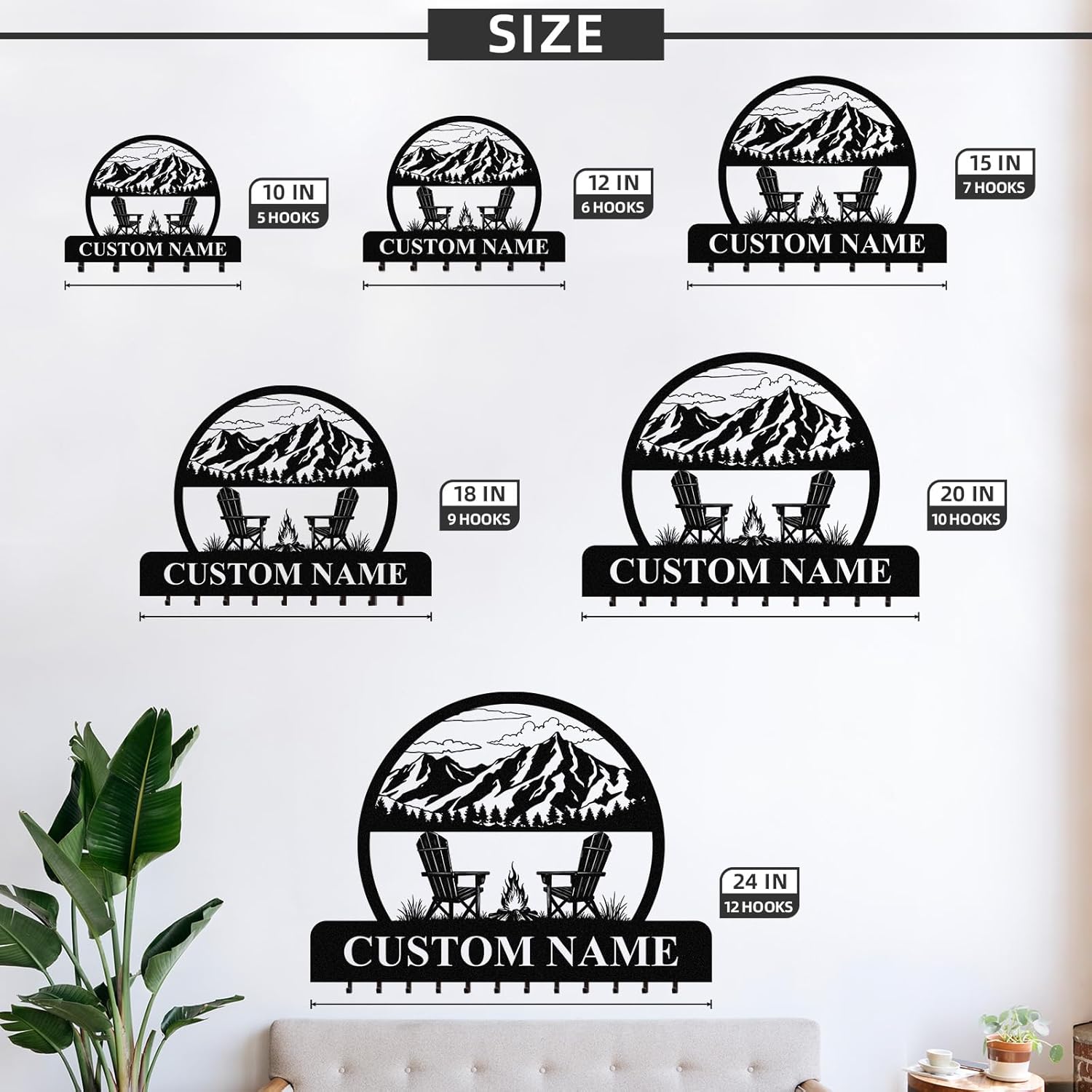 Personalized Key Holder for Wall, Custom Camping Wall Key Hooks with Name-MetalsignX