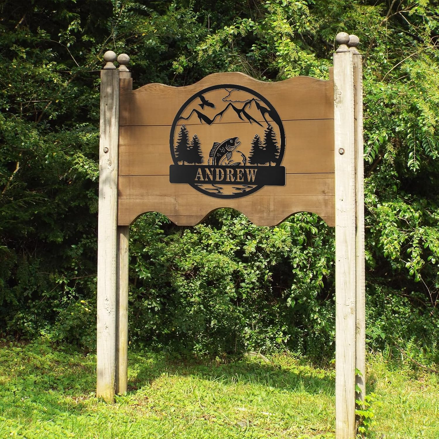 Personalized Largemouth Bass Metal Sign, Custom Fishing Last Name Sign for Home, Fish Family Signs Wall Decor-MetalsignX