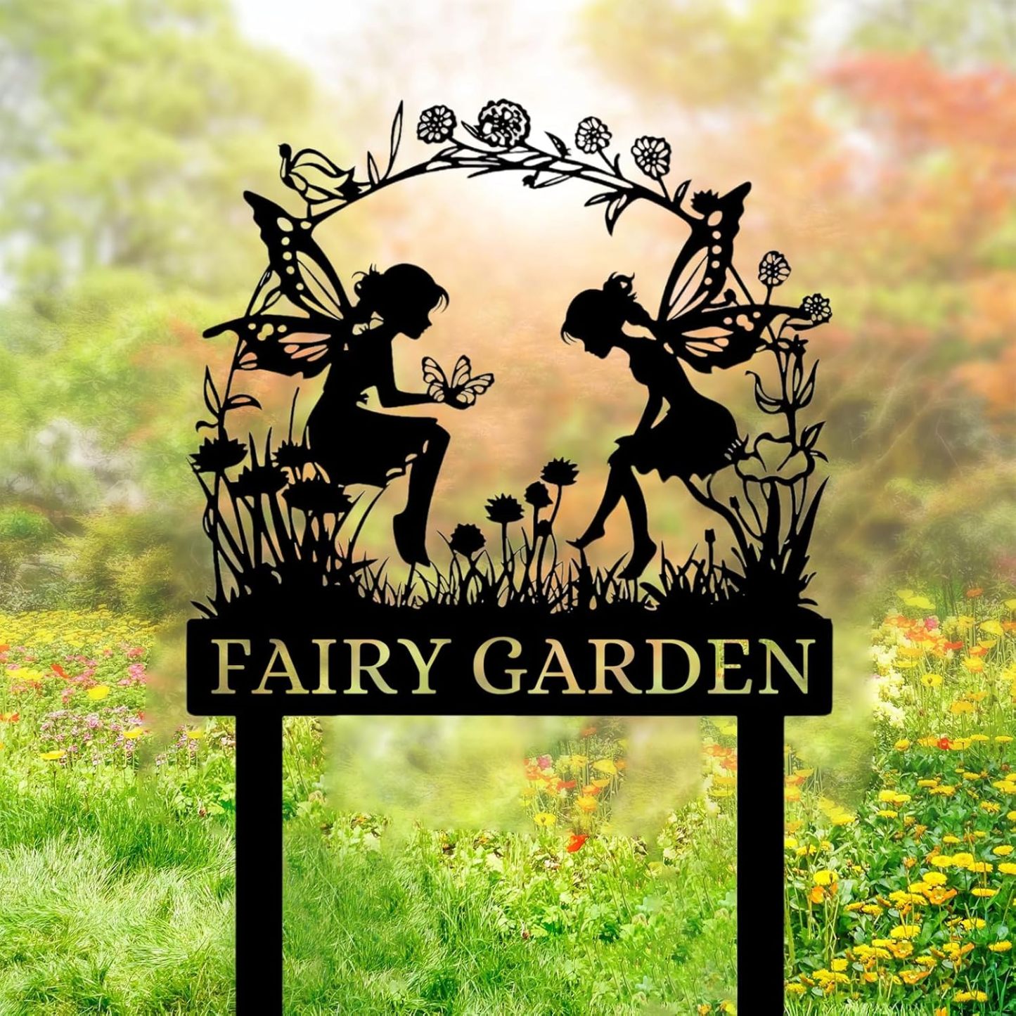 Handcrafted Fairy Garden Stake , Rustic Metal Sign for Magical Yard Spaces-MetalsignX