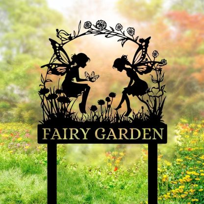 Handcrafted Fairy Garden Stake , Rustic Metal Sign for Magical Yard Spaces-MetalsignX