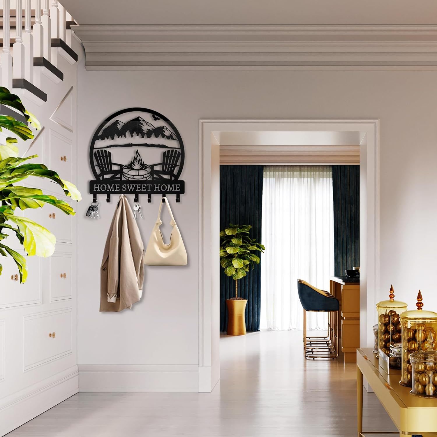 Personalized Mountain Design Key Holder for Wall-MetalsignX