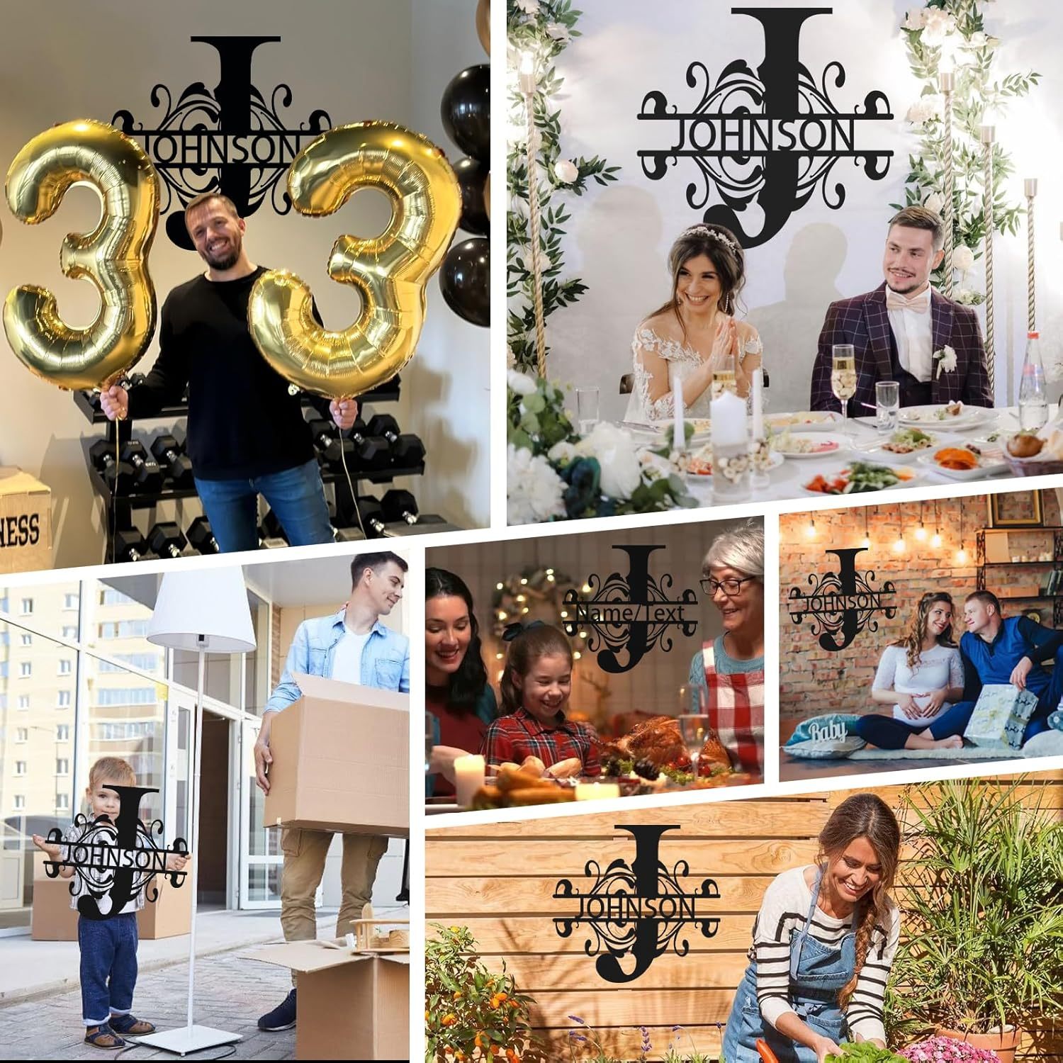 Metal Name Sign, Split Letter Monogram,  Couple/Housewarming/Wedding Gift-MetalsignX