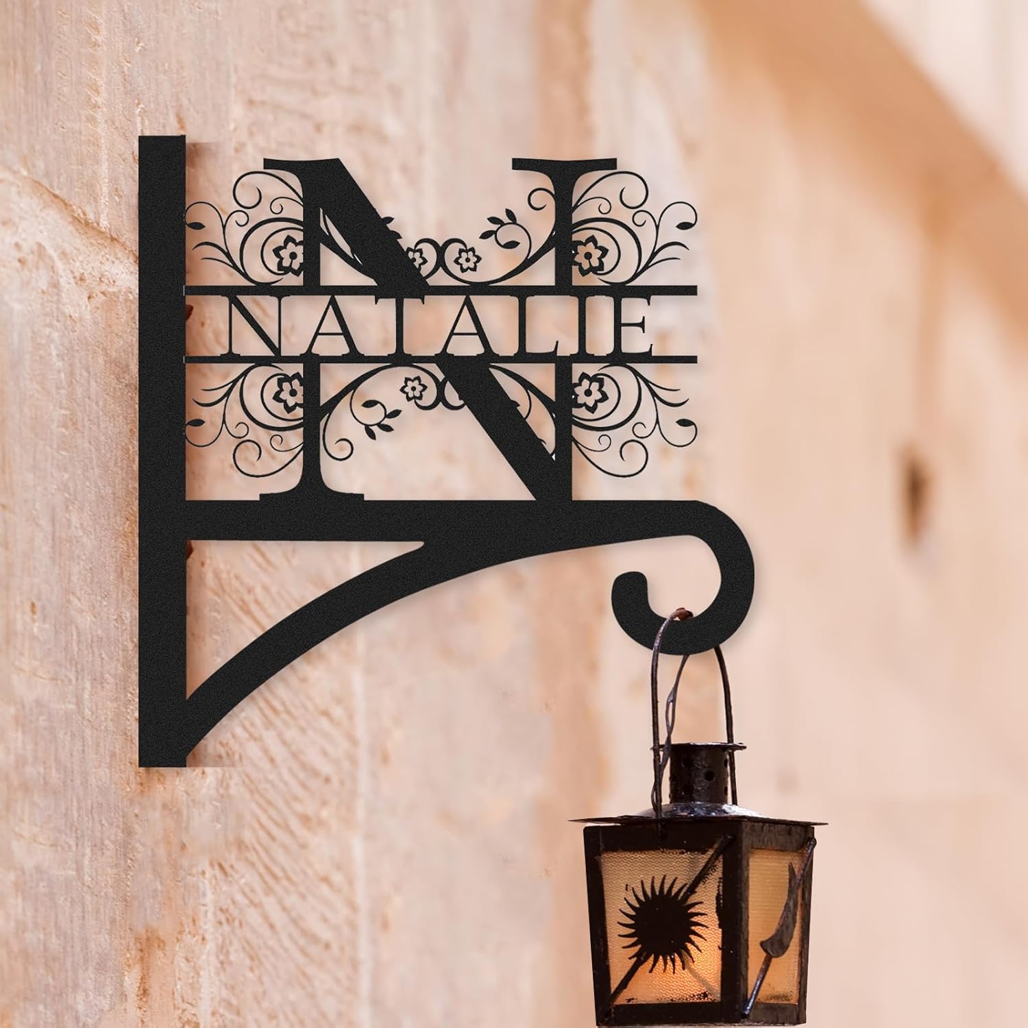 Custom Family Name Hanging Bracket Indoor and Outdoor, Personalized Initials Light Hangers Outdoor-MetalsignX