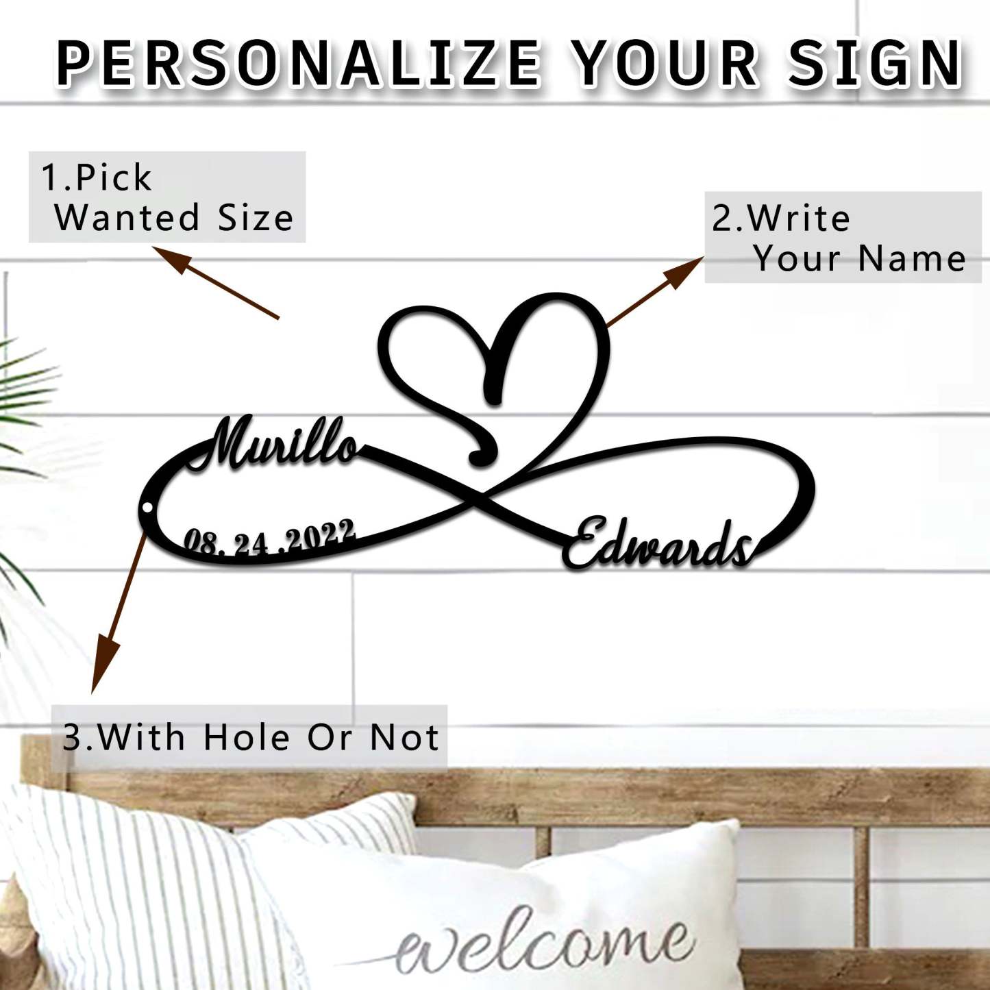 Personalized 100% Handmade Wedding Metal Sign of Name And Special Date-MetalsignX