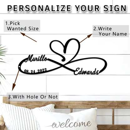 Personalized 100% Handmade Wedding Metal Sign of Name And Special Date-MetalsignX