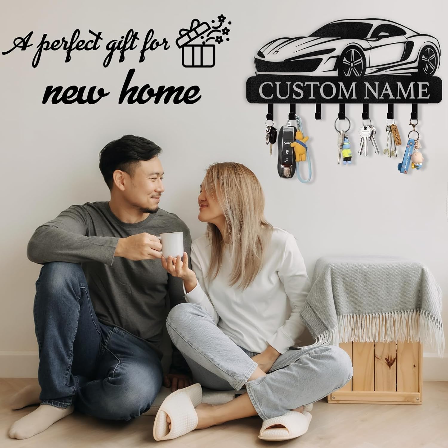 Personalized Car Design Key Hanger, Custom Key Rack Wall Mount with Hooks-MetalsignX