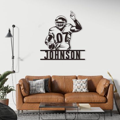 Personalized Football Metal Sign, Metal Signs Customized, Custom Ball Football Metal Wall Art, Custom Signs Outdoor Metal, Custom Name Sign Football Room Decor for Boys