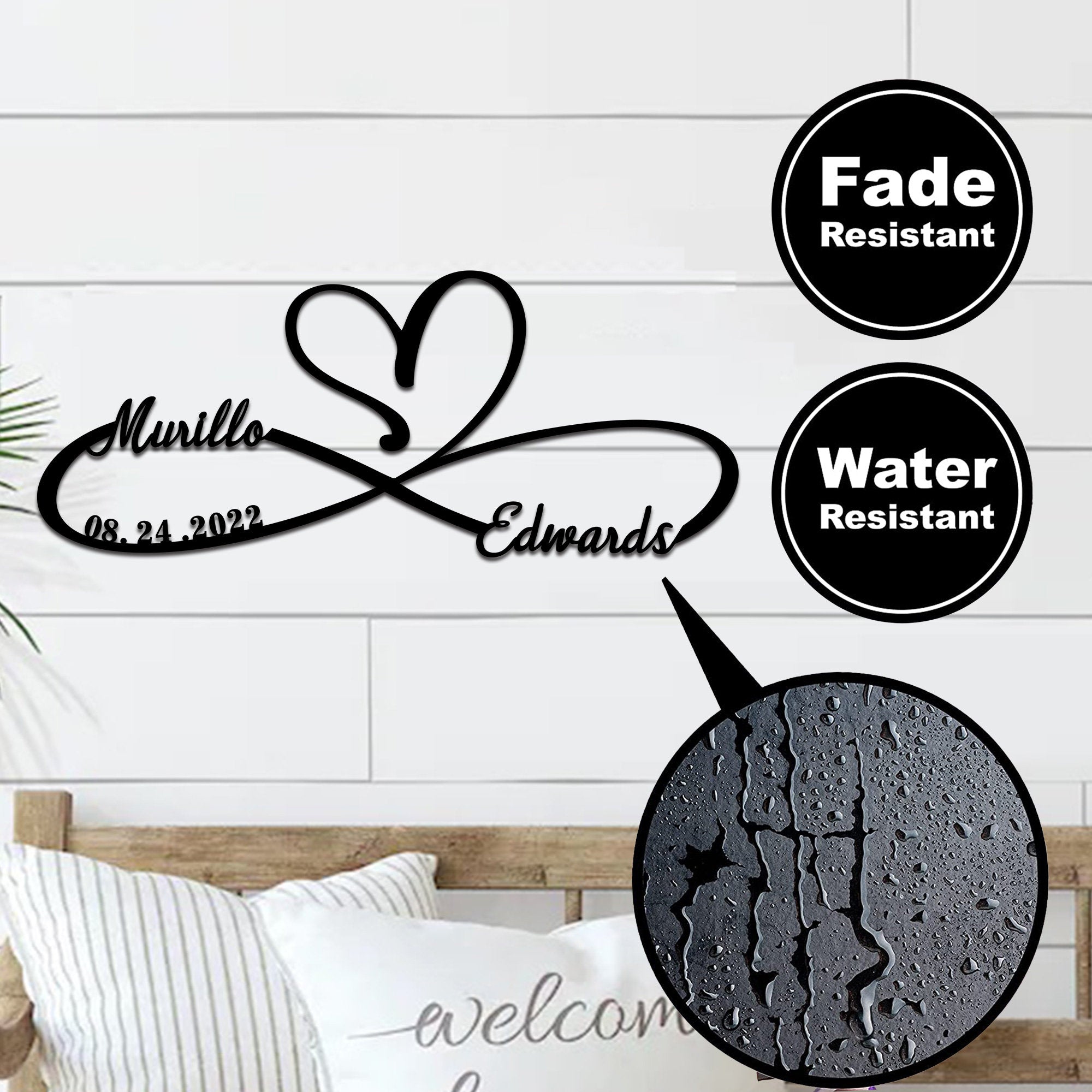 Personalized 100% Handmade Wedding Metal Sign of Name And Special Date-MetalsignX