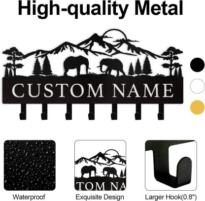 Personalized Polar  Metal Key Holder, Custom Name Wall-Mounted Key Organizer -MetalsignX