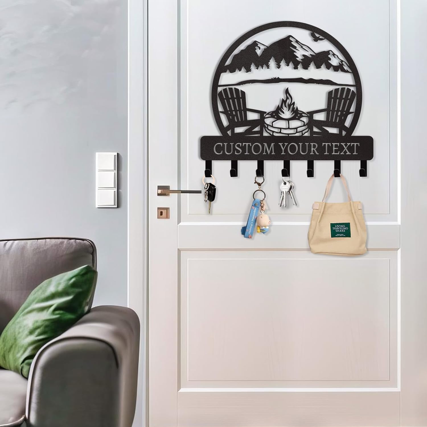 Personalized Key Holder for Wall, Custom Family Name Key Rack Holder-MetalsignX