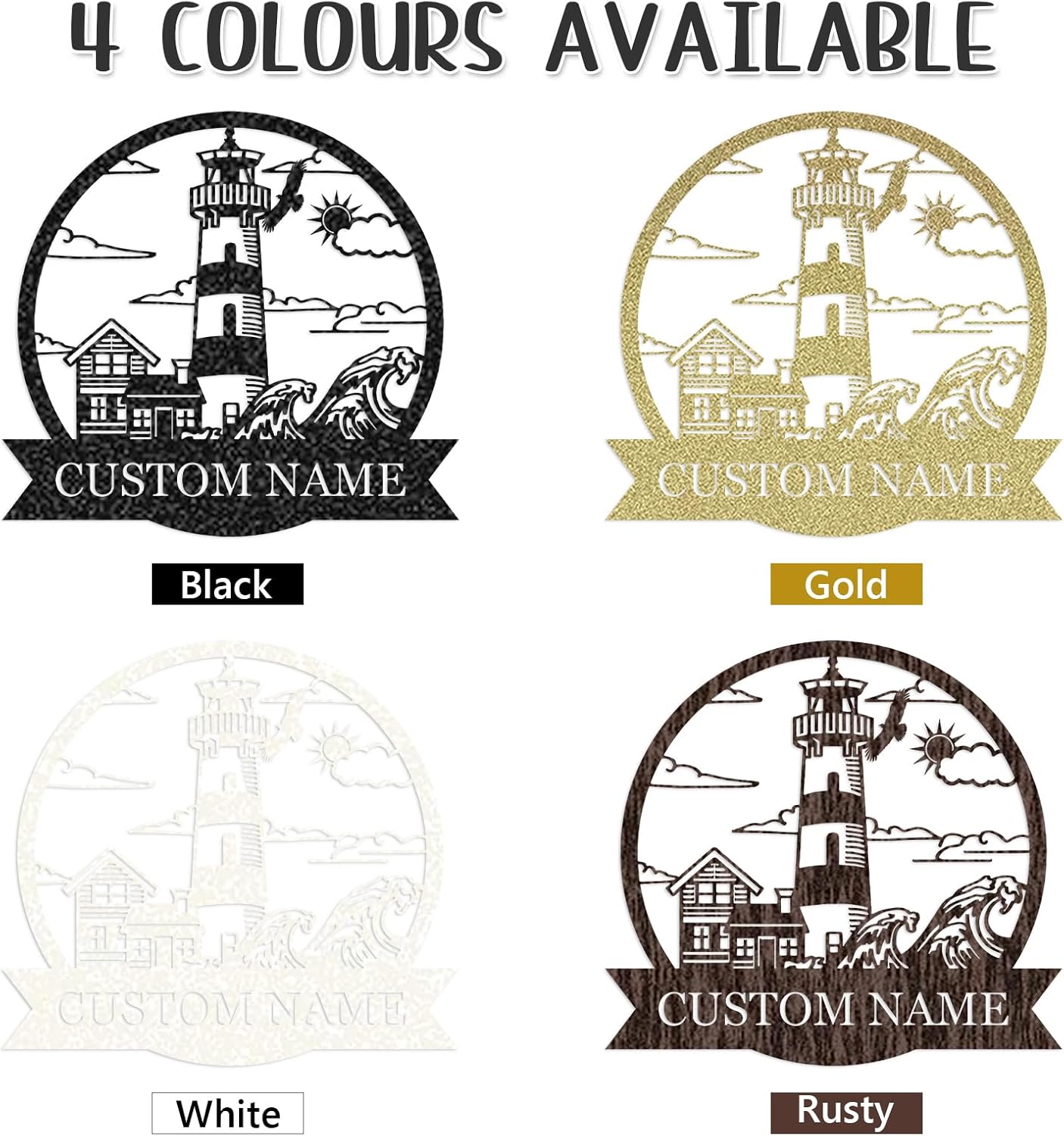 Personalized Lighthouse Metal Sign – Custom Nautical Outdoor Wall Decor for Beach House & Cabin-MetalsignX