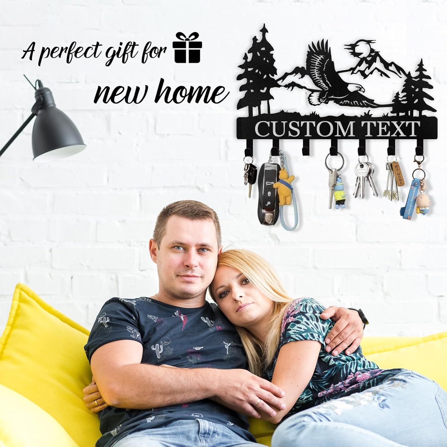 Personalized Eagle Key Holder Wall Mounted, Custom Name Metal Key Hooks-MetalsignX